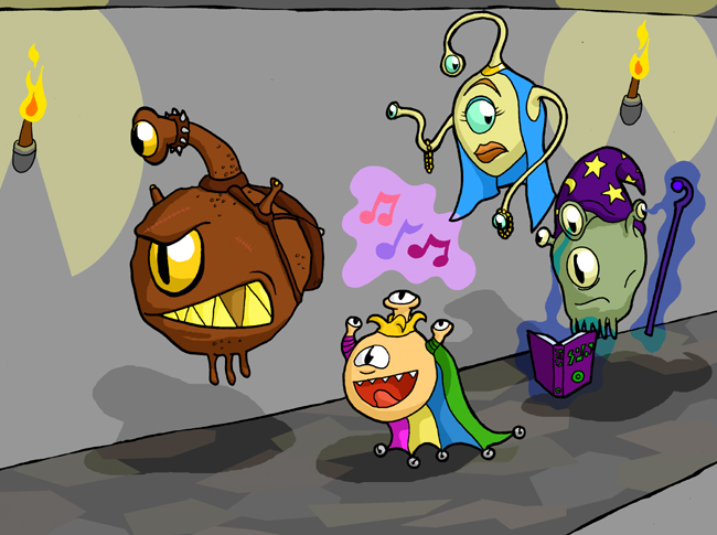 A party of adventuring beholders